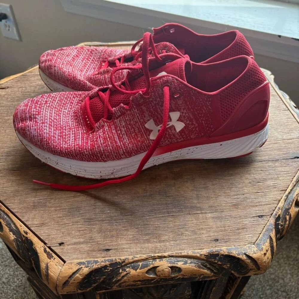Under Armour Men's Size 13 Red White Athletic Running Shoes Sneakers 2017